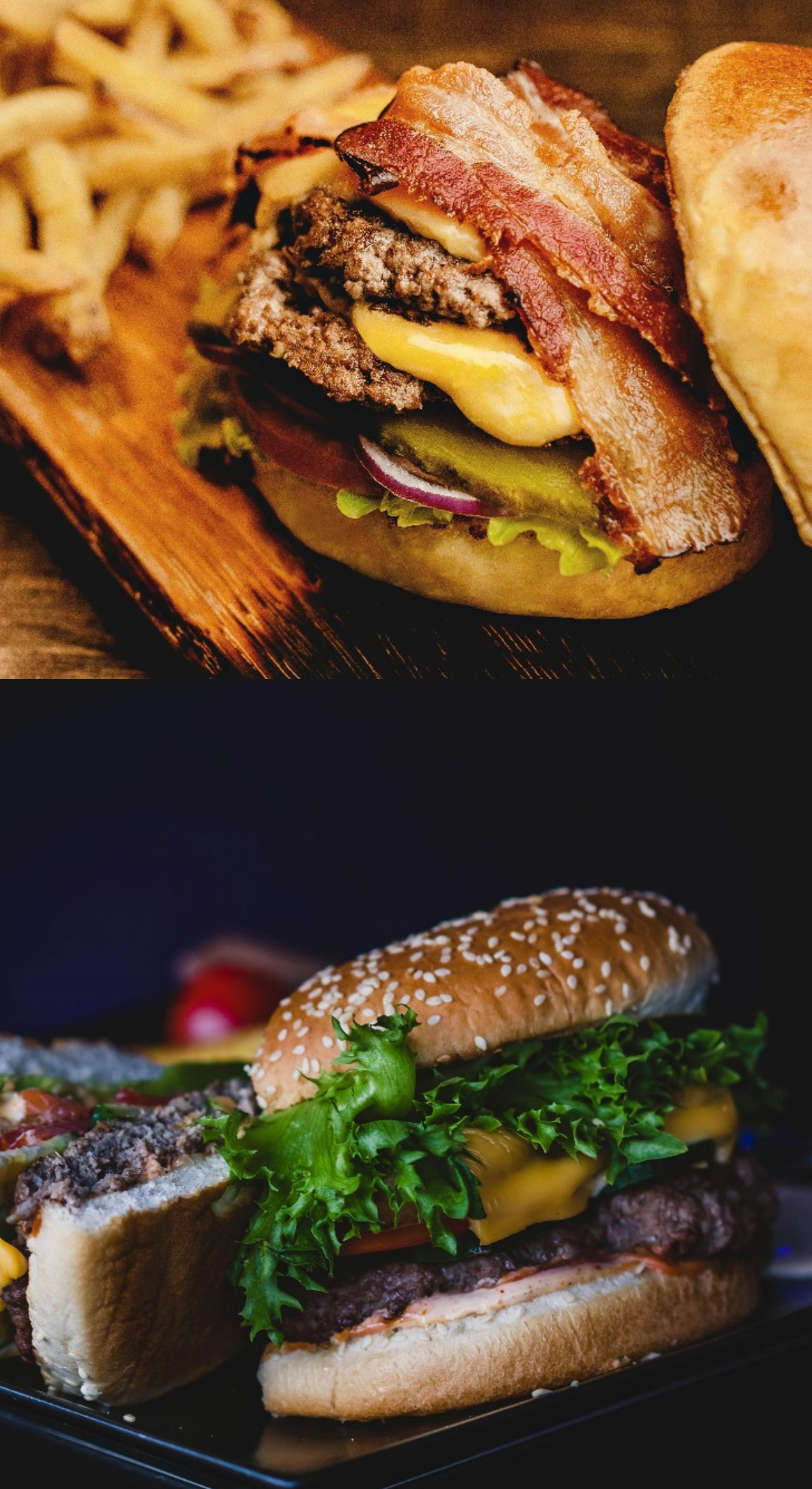 Gourmet burger with crispy fries, served at La Mathil restaurant near Pretoria.